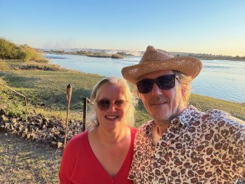 Us in front of te Victoria Falls (top side)