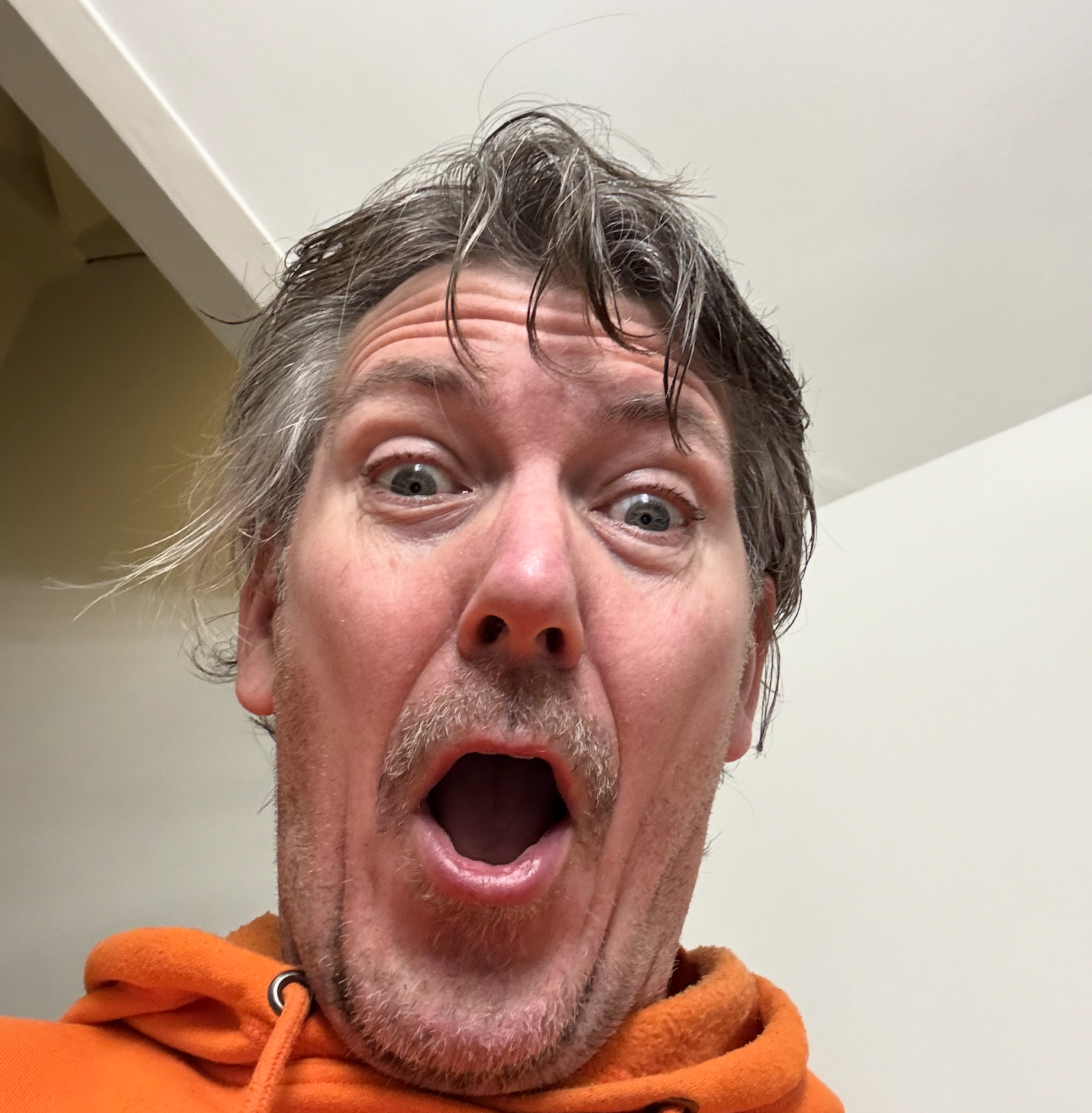 Mijn gezicht toen ik de kast opendeed